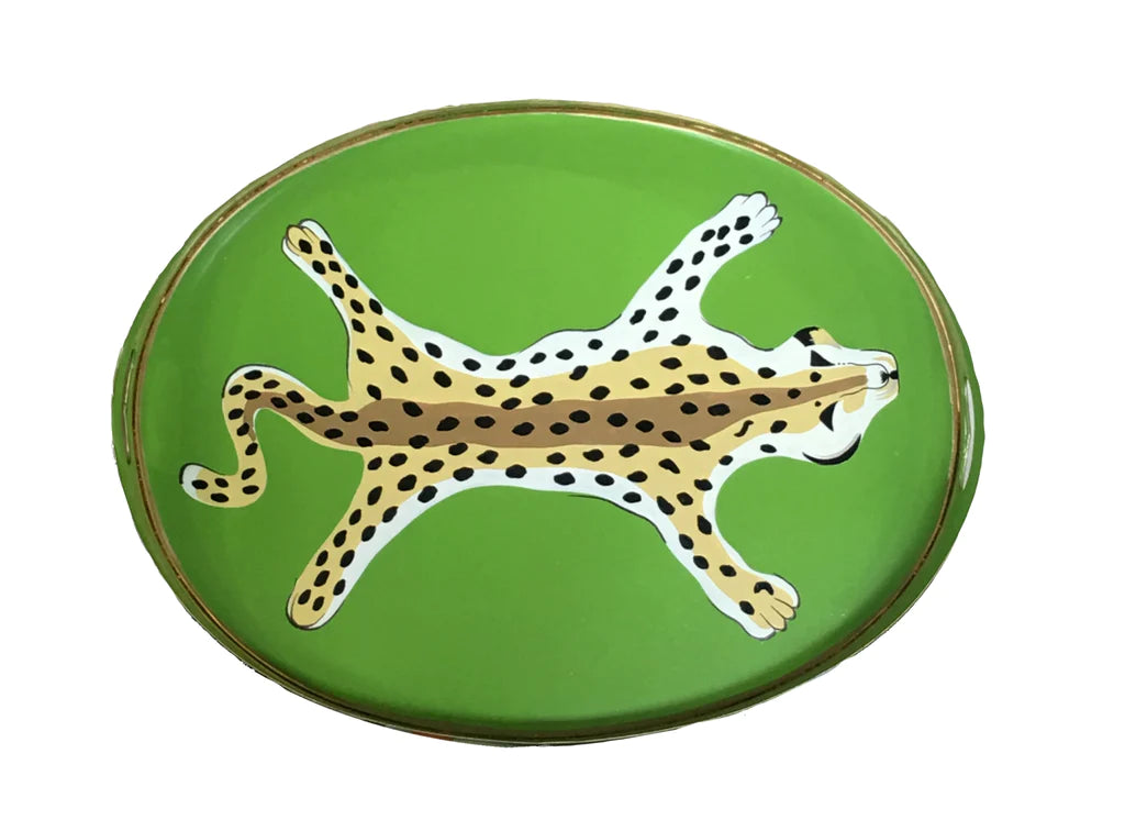 Dana Gibson Leopard Oval Tray