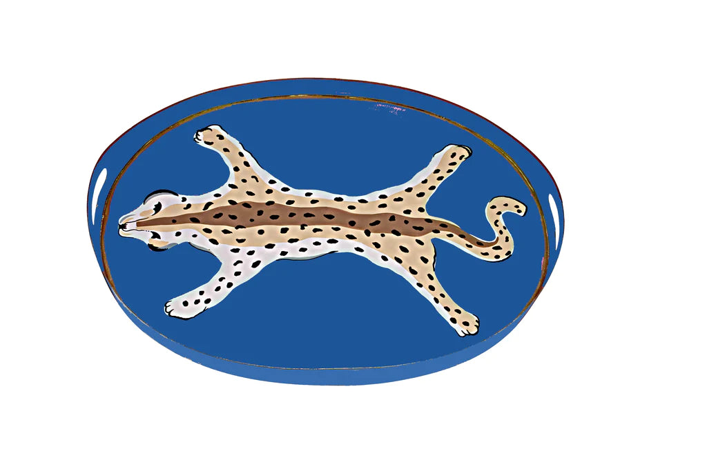 Dana Gibson Oval Leopard Tray