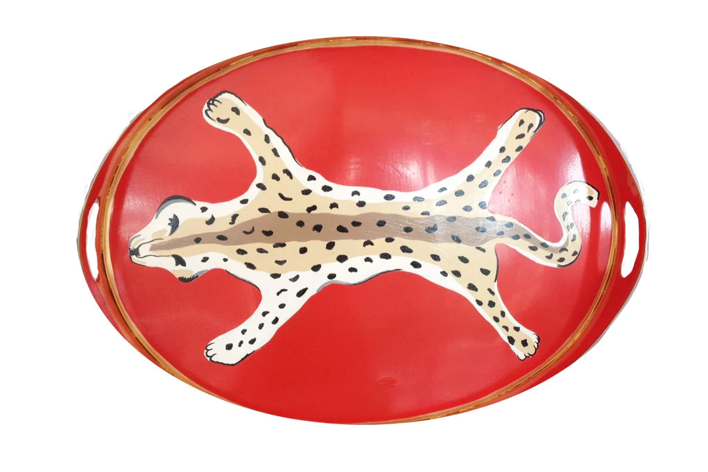 Dana Gibson Leopard Oval Tray