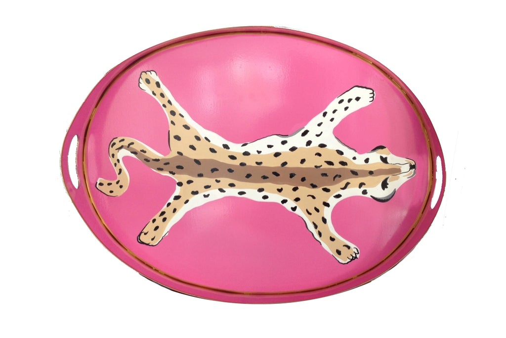 Dana Gibson Oval Leopard Tray