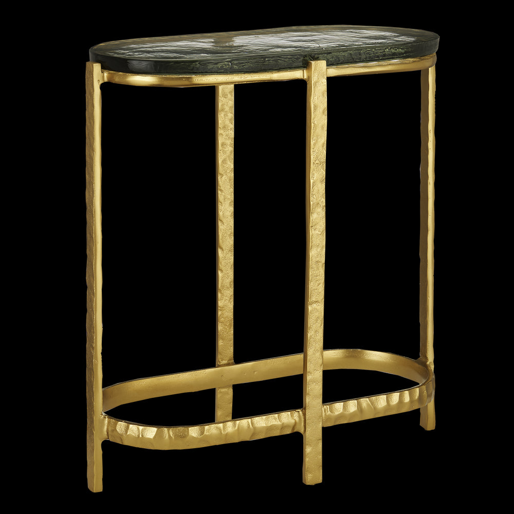 Currey & Company 21" Acea Gold Side Table With Cast Glass