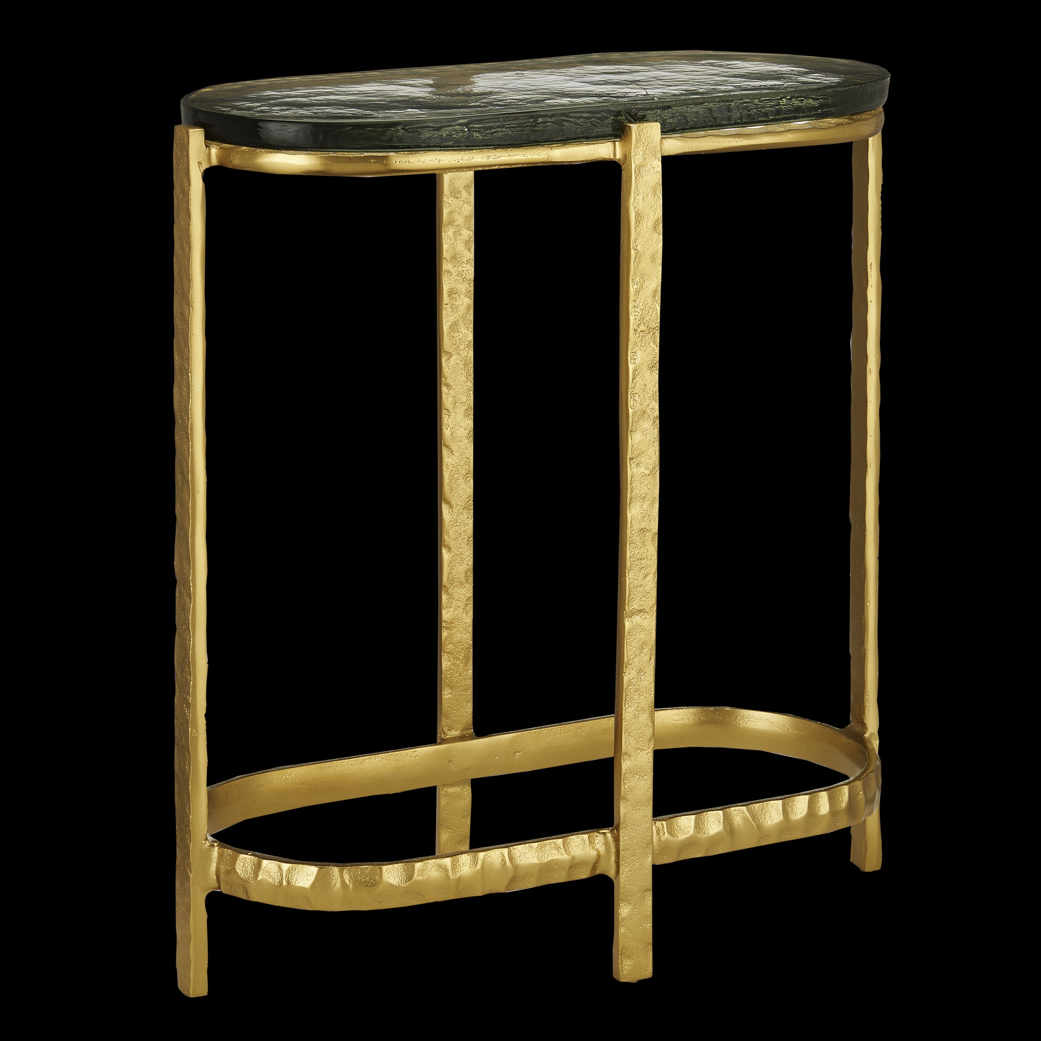 Currey & Company 21" Acea Gold Side Table With Cast Glass