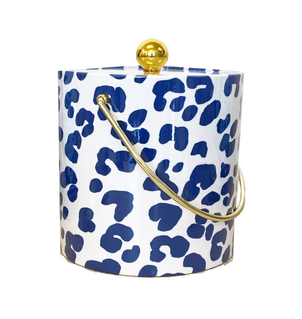 Dana Gibson Navy Blue Ocelot Ice Bucket