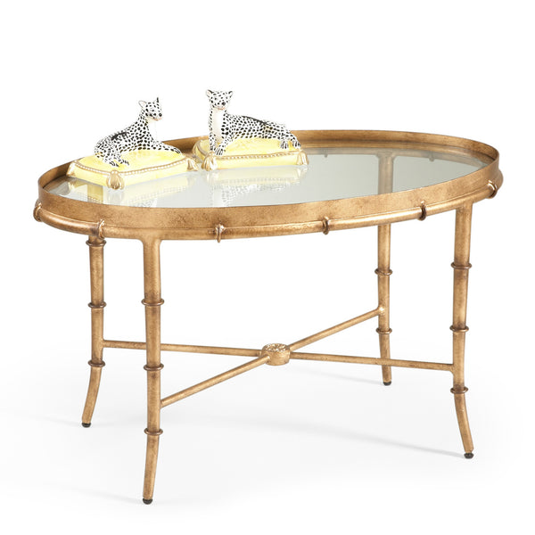 Chelsea House Round Gold Bamboo Cocktail Table