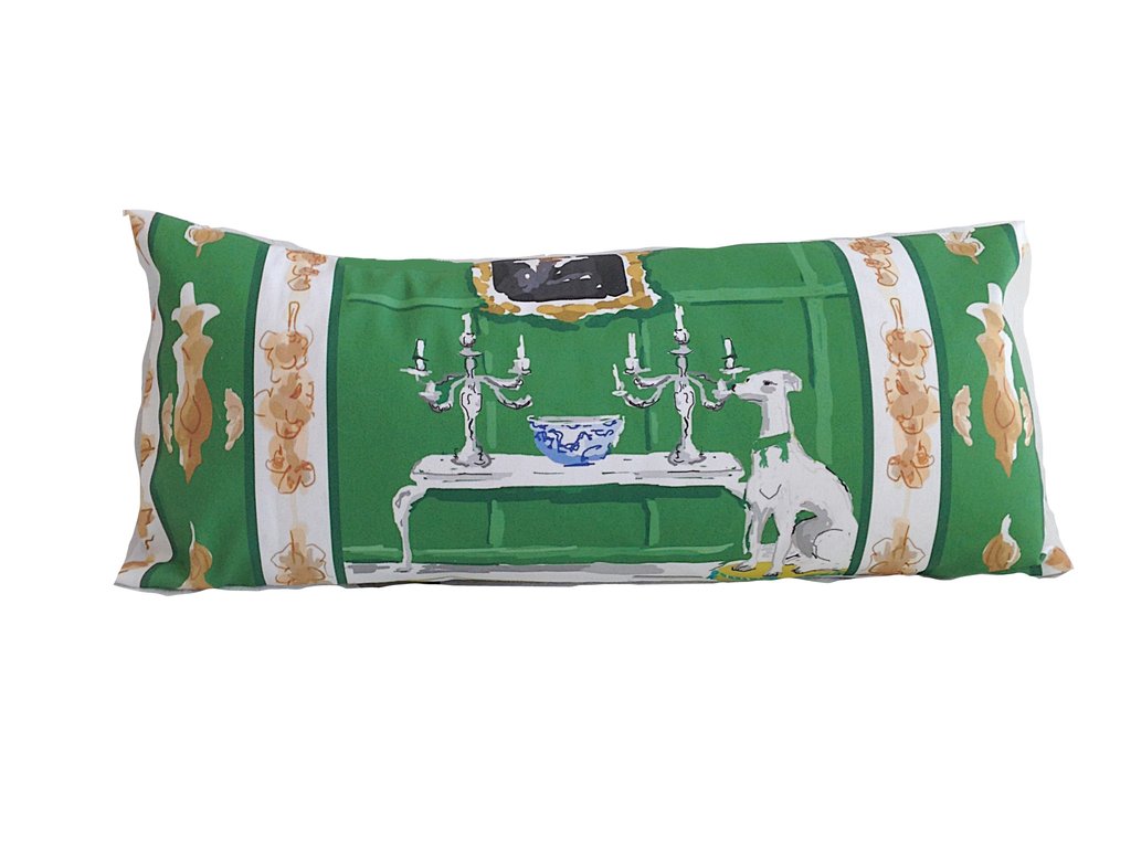 Dana Gibson Green Dog Lumbar Pillow