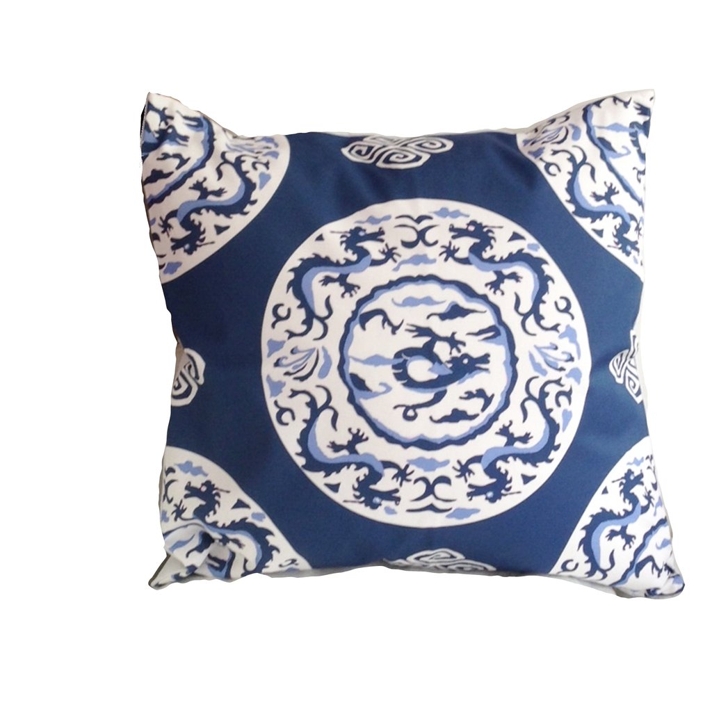 Dana Gibson Dragon Pillow in Blue