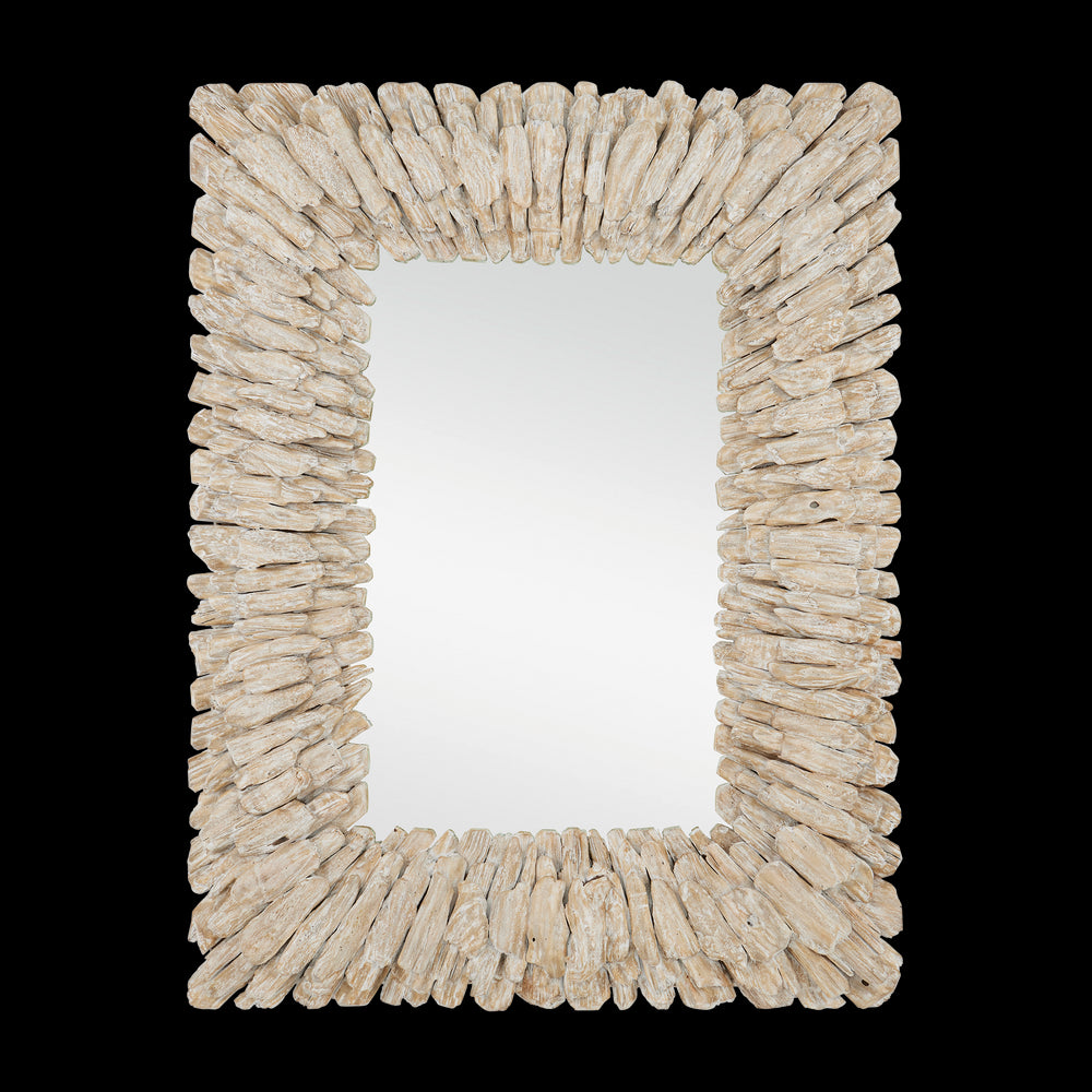 Currey & Company 51" Beachhead Whitewash Rectangular Mirror