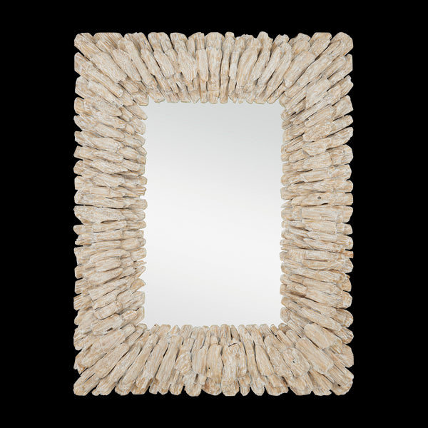 Currey & Company 51" Beachhead Whitewash Rectangular Mirror