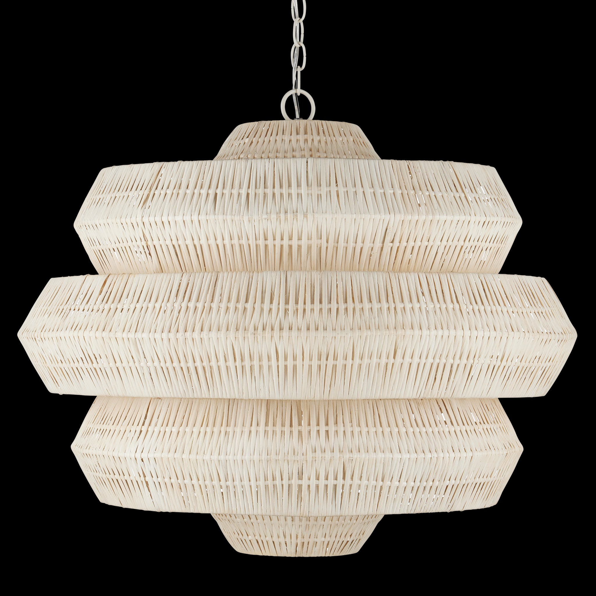 Currey & Company Antibes 30" White Rattan 9 Light Chandelier
