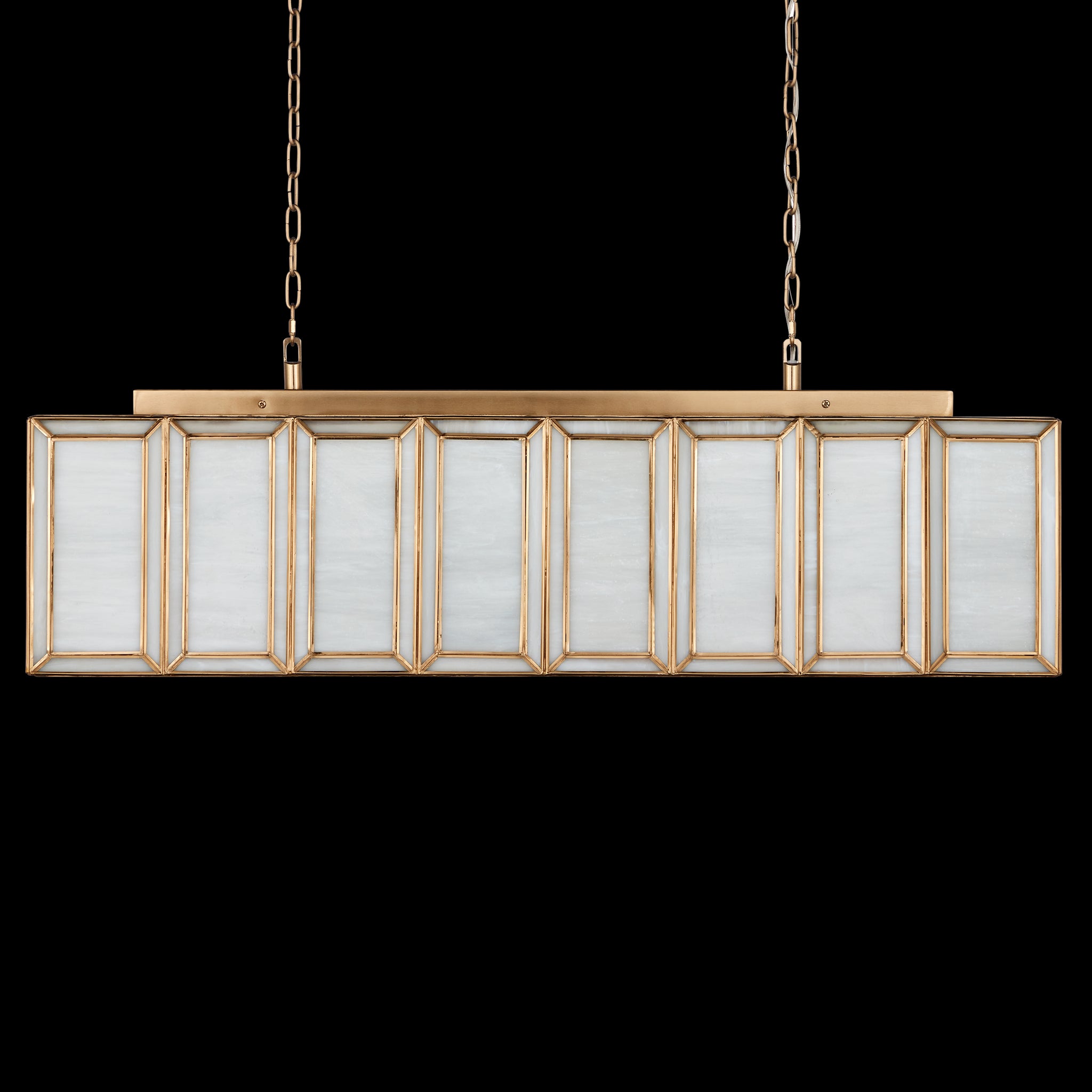 Currey & Company Daze 39.5" Milk Glass 6 Light Rectangular Chandelier