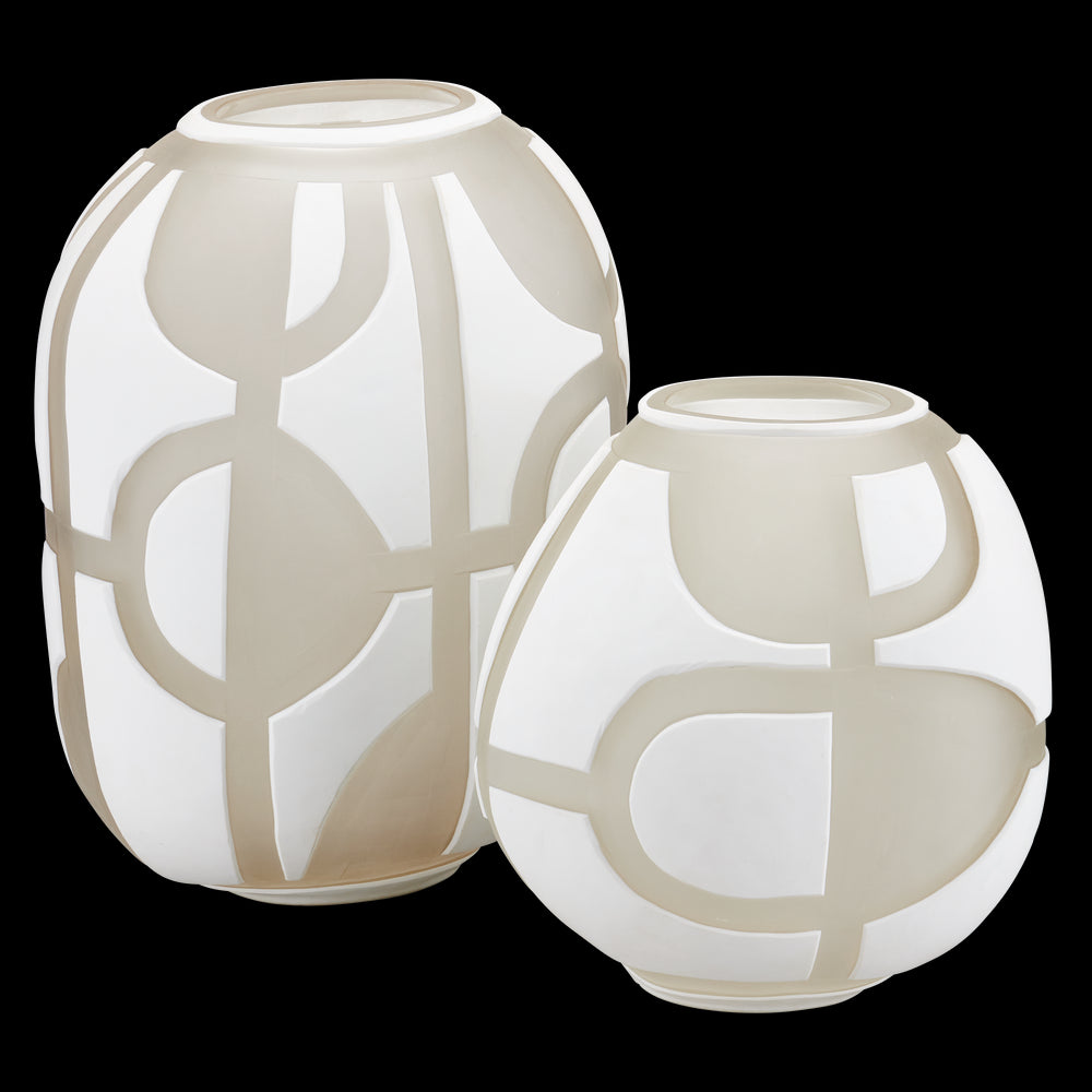 Currey & Company Art Decortif White Vase Set Of 2