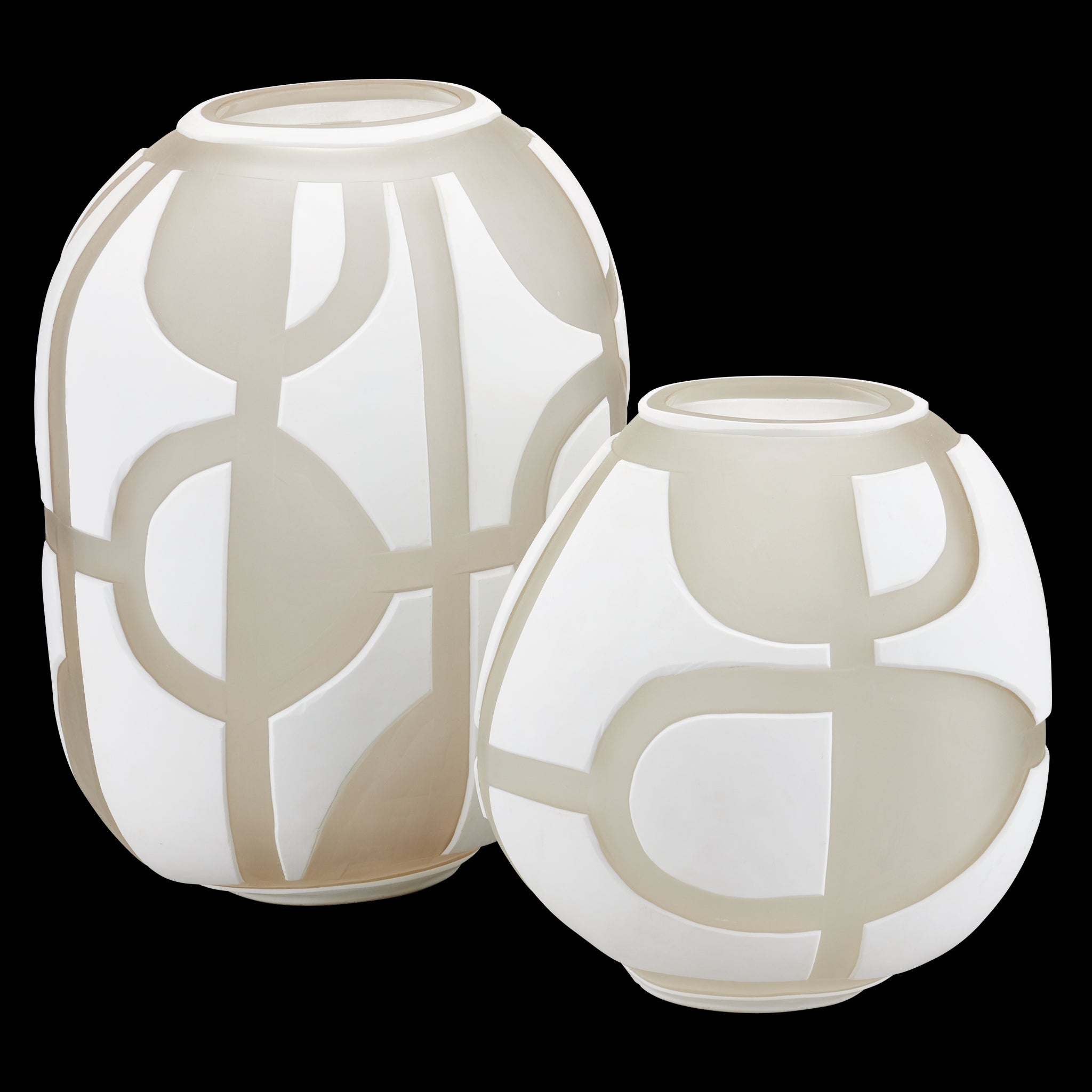 Currey & Company Art Decortif White Vase Set Of 2