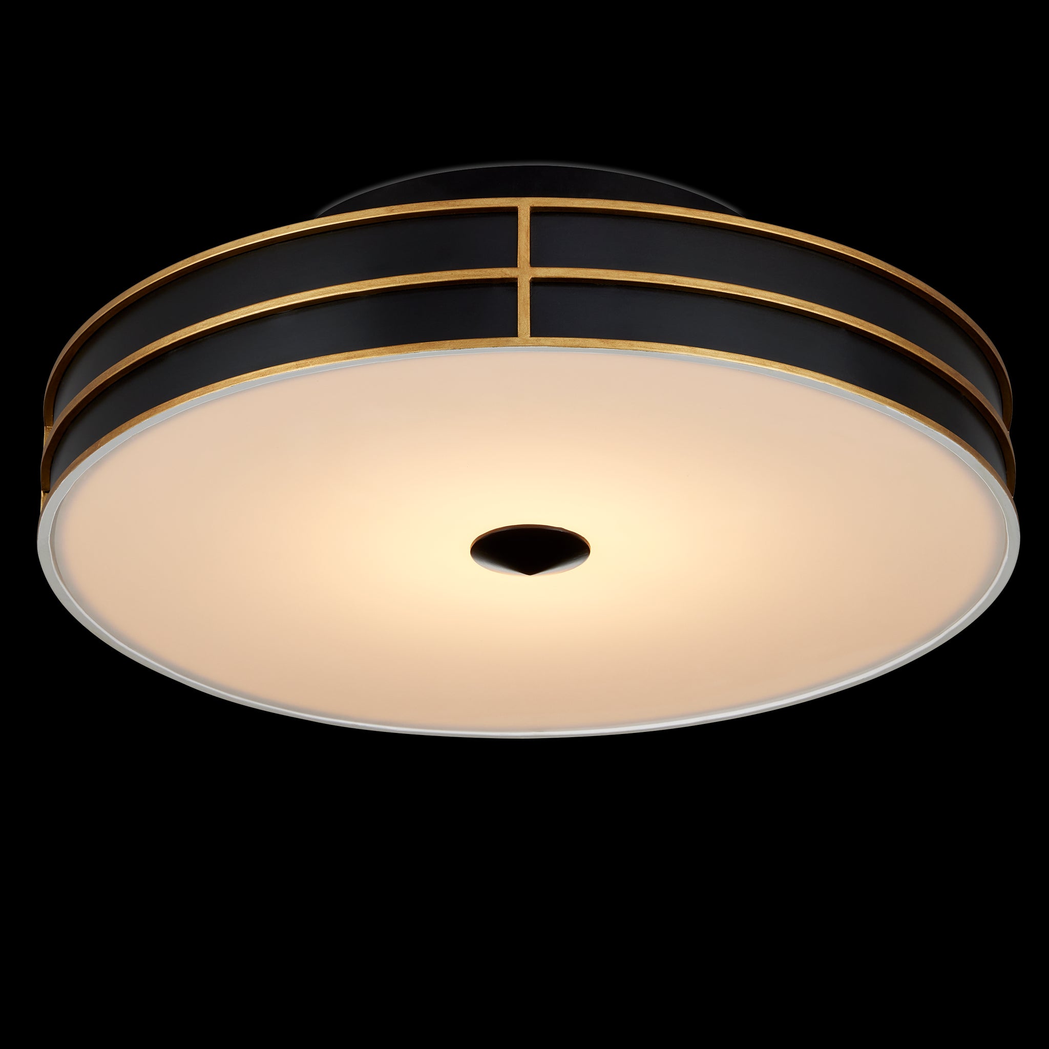 Currey & Company Fielding 24" Black 1 Light Led Flush Mount