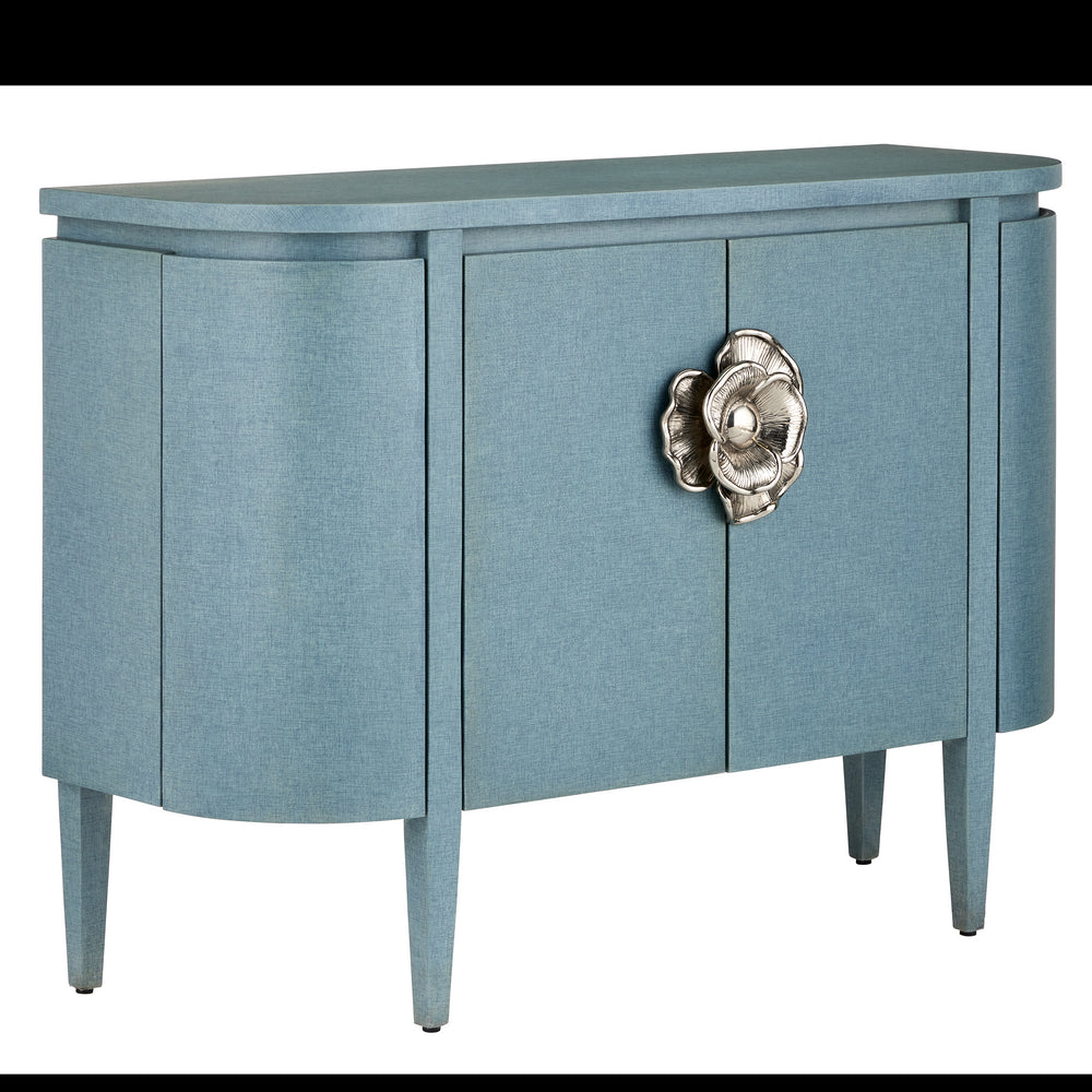 Currey & Company 48" Briallen Blue Demi Lune Oak Cabinet