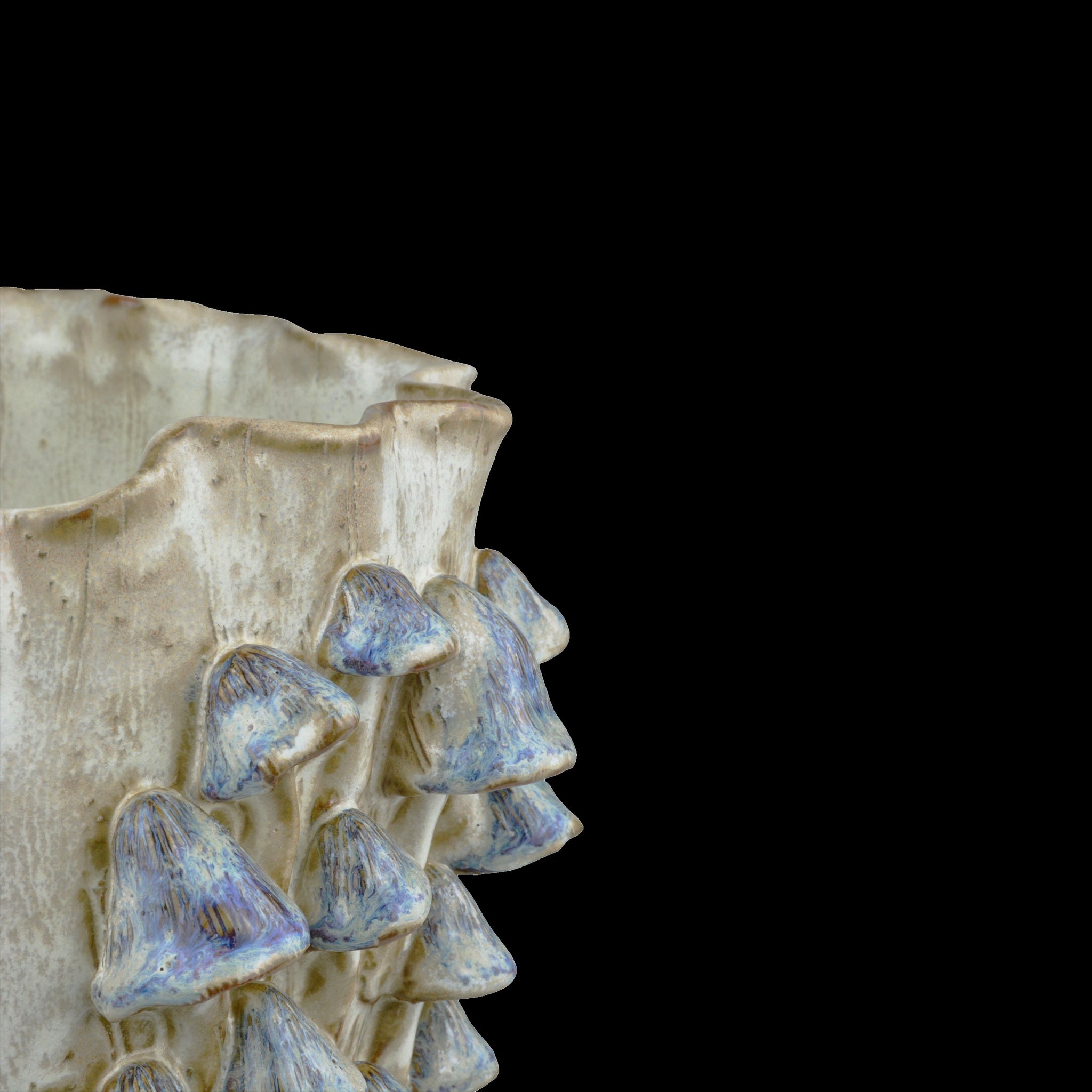 Currey & Company 10" Black Forest Mushrooms Ivory Vase