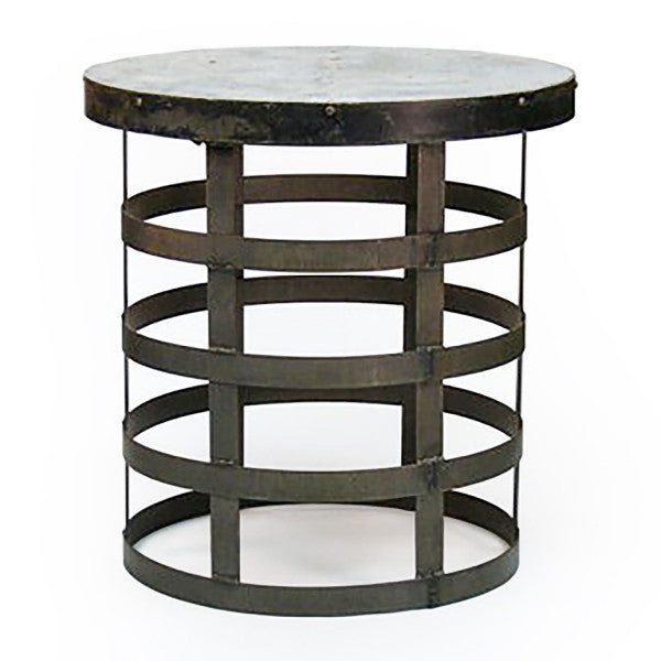 Zentique Blake End Table Rustic Galvanized Tin
