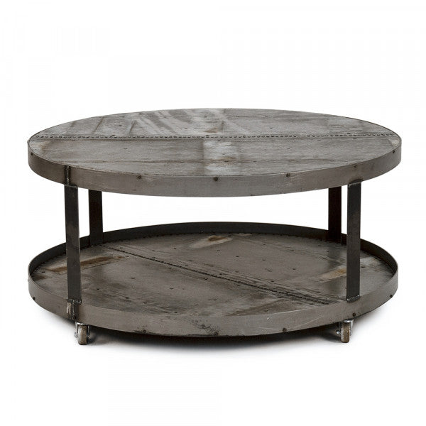 Zentique Bennett Coffee Table Rustic Galvanized Tin