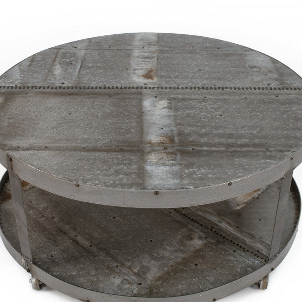 Zentique Bennett Coffee Table Rustic Galvanized Tin