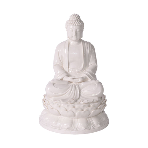 White Porcelain Mediating Buddha Statue By Legends Of Asia