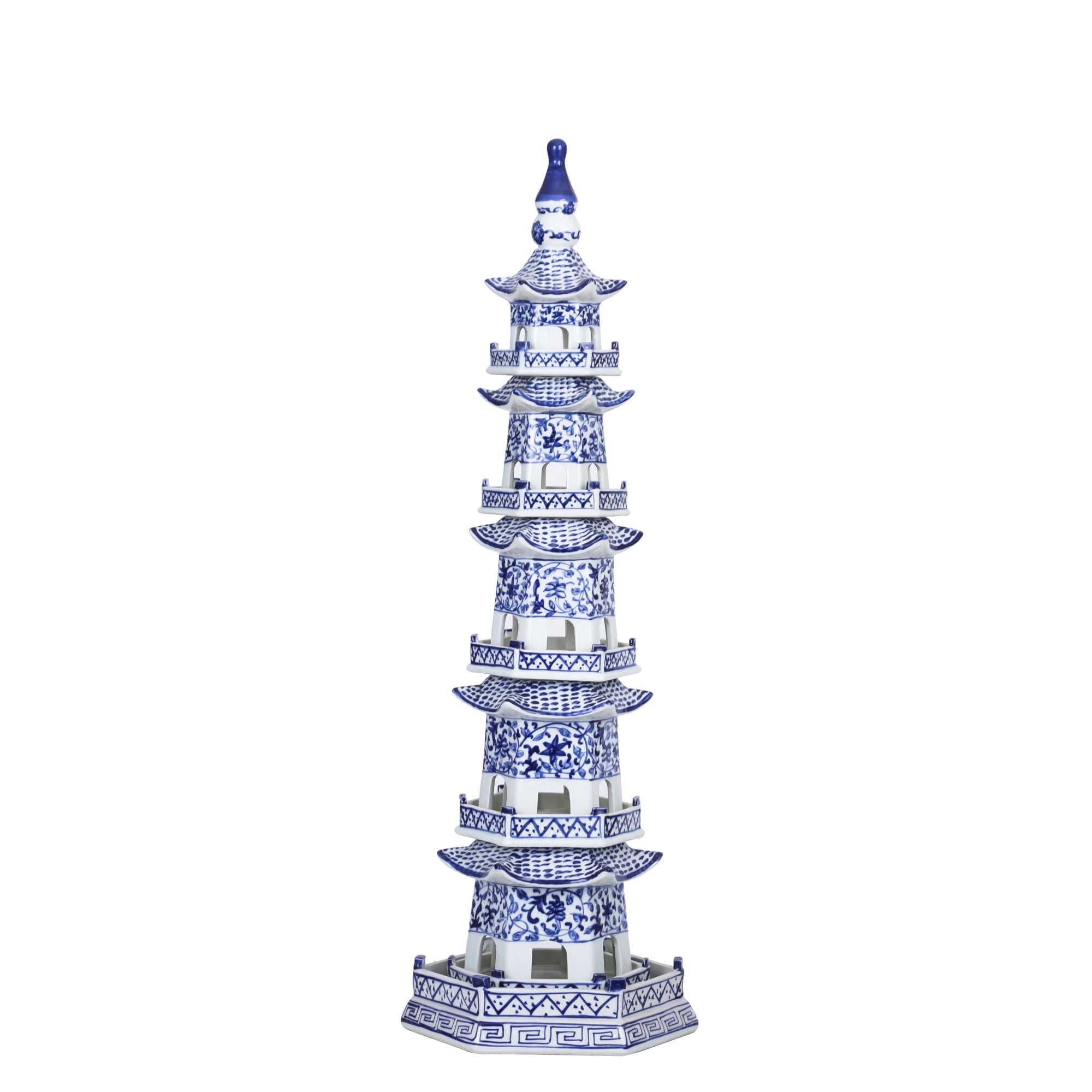 Blue And White Pagoda 5 Tier Twisted Vine Motif By Legends Of Asia