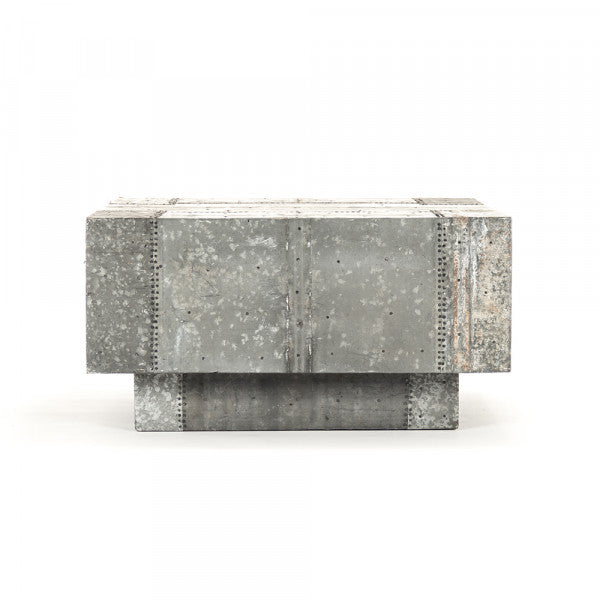 Zentique Stanley Recycled Coffee Table Rustic Galvanized Tin
