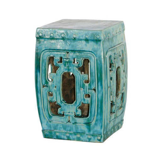 Square Hook Garden Stool Turquoise By Legends Of Asia