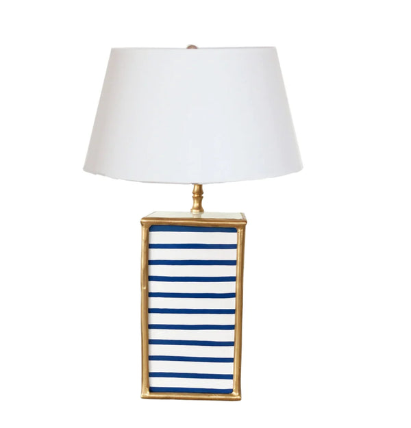 Dana Gibson Bamboo Navy Blue Striped Lamp