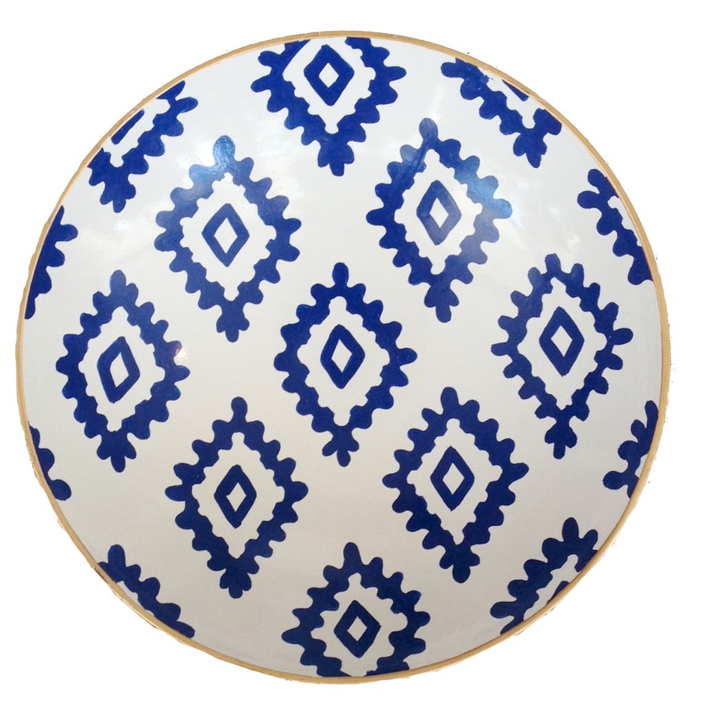 Block Print Decorative Bowl in Blue by Dana Gibson