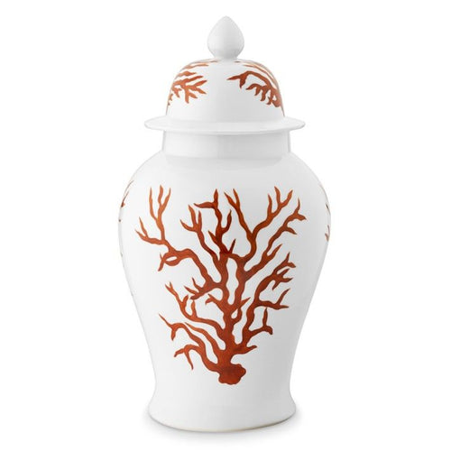 White Temple Jar With Red Coral By Legends Of Asia