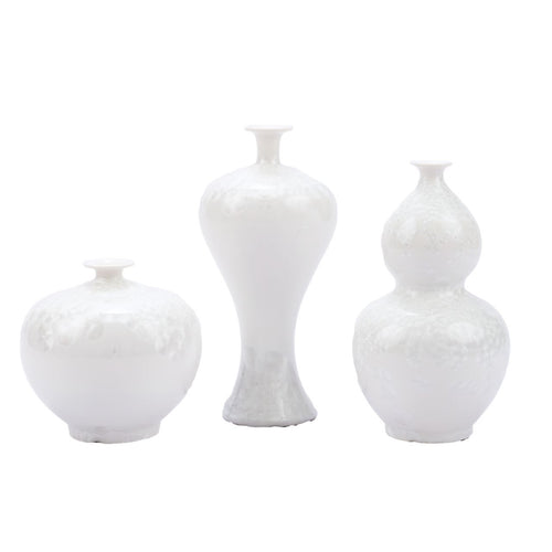 Chinoiserie White Crystal Shell Vases Set Of 3 By Legends Of Asia