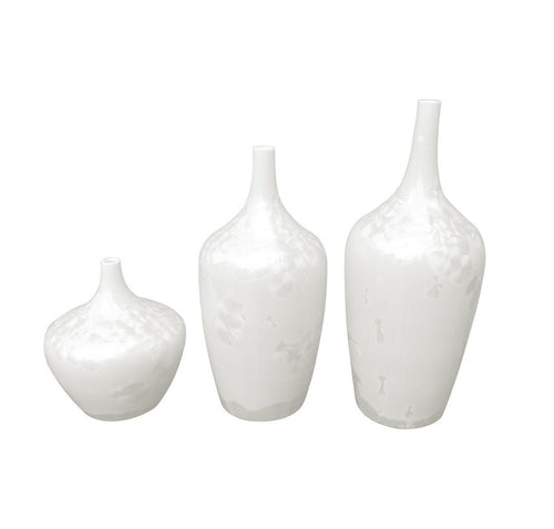 Contemporary White Crystal Shell Vases Set Of 3 By Legends Of Asia