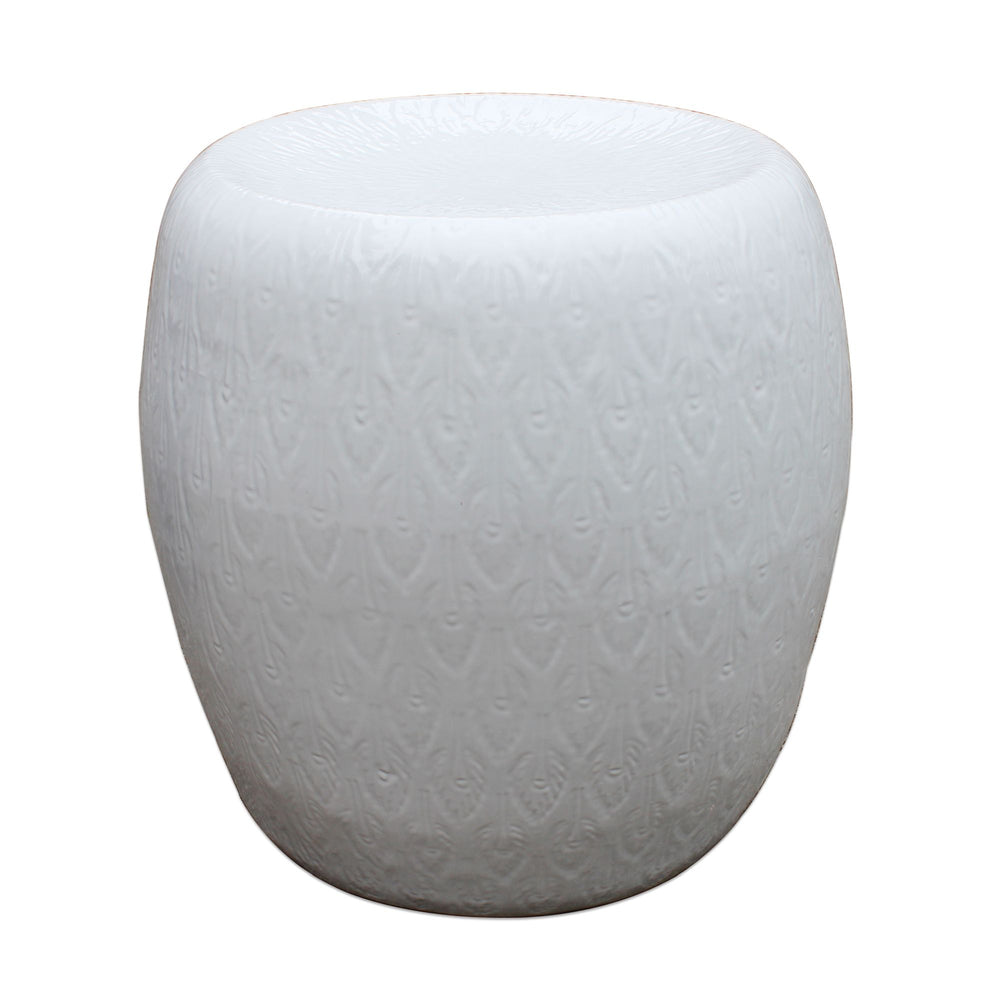 Carved Peacock Feather Stool White By Legends Of Asia