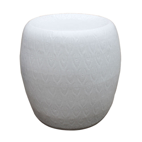 Carved Peacock Feather Stool White By Legends Of Asia