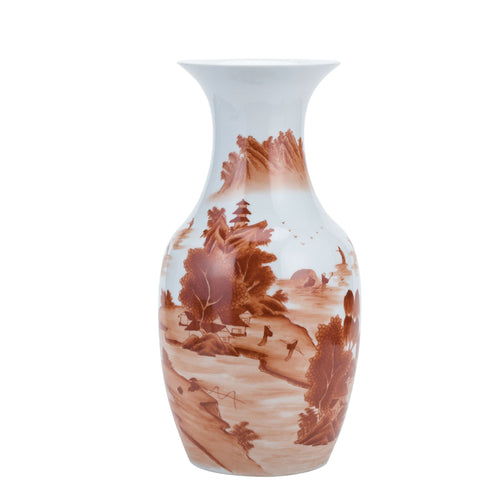 Orange Landscape Fish Tail Vase By Legends Of Asia