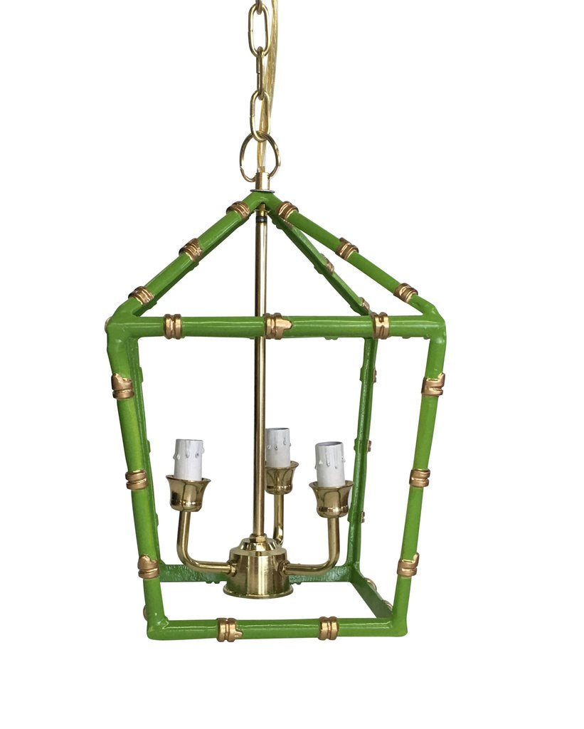 Dana Gibson Bamboo Lantern Chandelier in Green