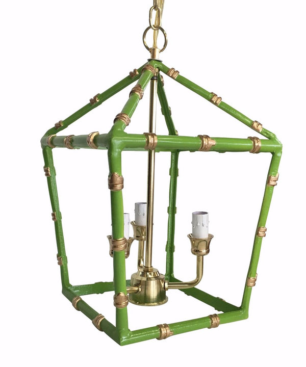 Dana Gibson Bamboo Lantern Chandelier in Green