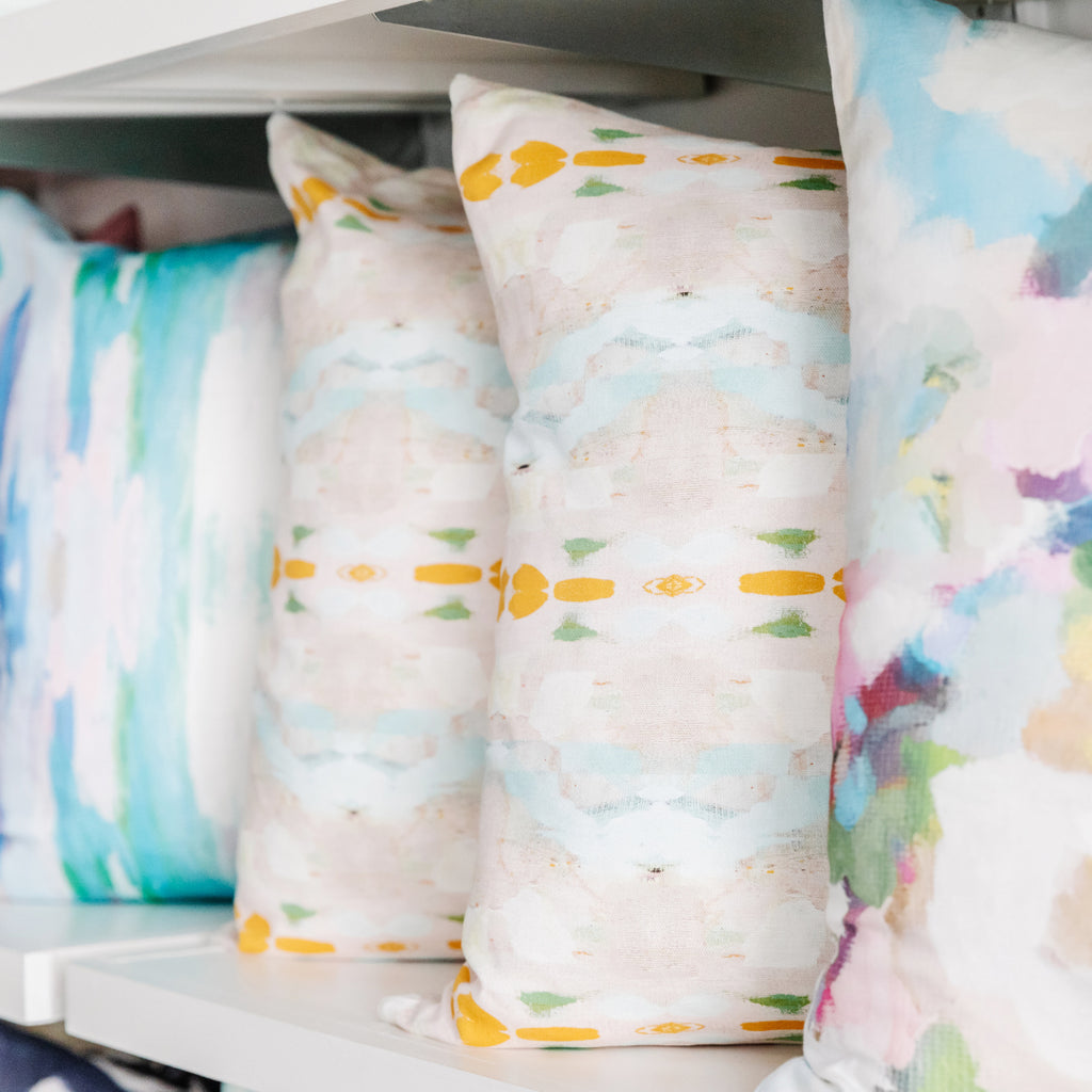 Flower Child Orange Linen Cotton Pillow by Laura Park