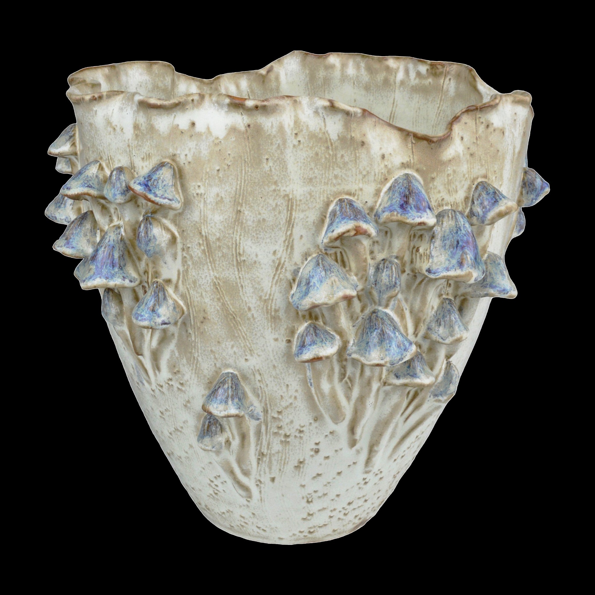 Currey & Company 10" Black Forest Mushrooms Ivory Vase