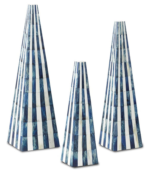Currey & Company Ossian Blue Obelisk Set