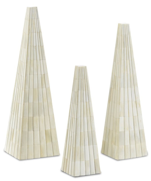 Currey & Company Ossian White Obelisk Set