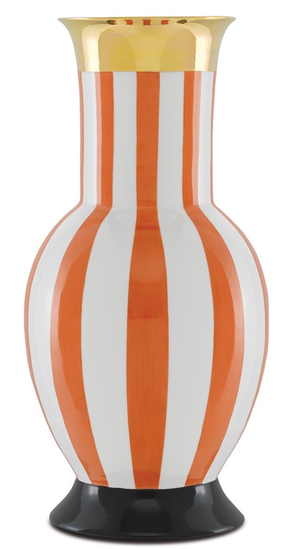 Currey & Company De Luca Coral Stripe Large Vase