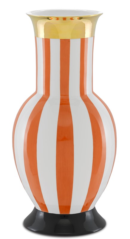 Currey & Company De Luca Coral Stripe Large Vase