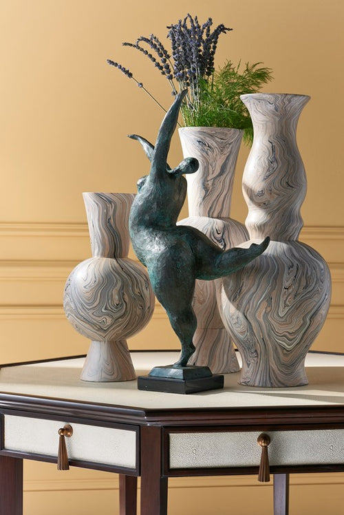 Currey and Company - Gray Marbleized Tall Vase