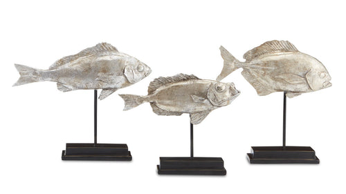 Currey And Company Silver Fish Set Of 3
