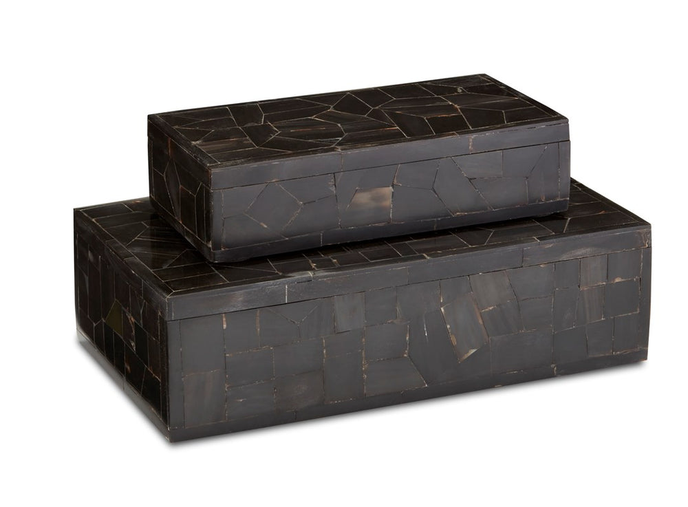 Currey And Company Black Bone Mosaic Box Set Of 2