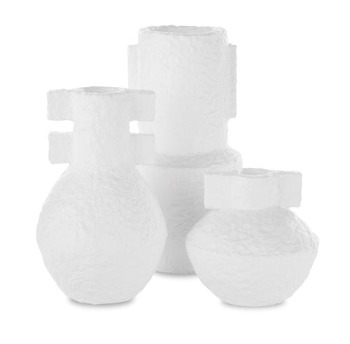 Currey and Company - Aegean White Vase Set of 3