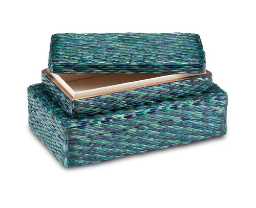 Currey And Company Glimmer Blue & Green Box Set Of 2