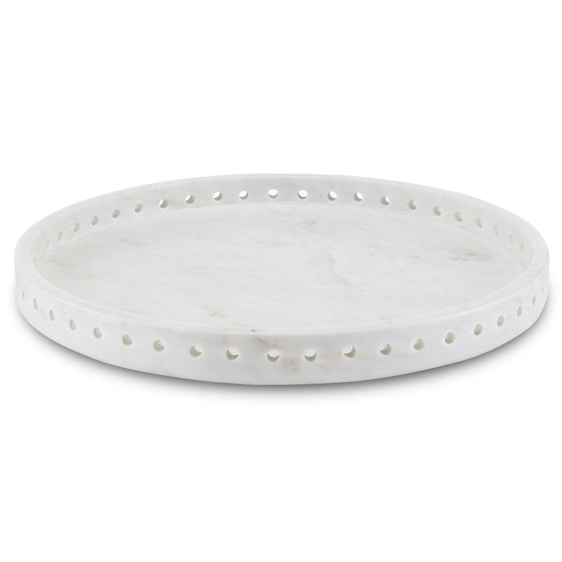Currey And Company Freya White Marble Large Tray