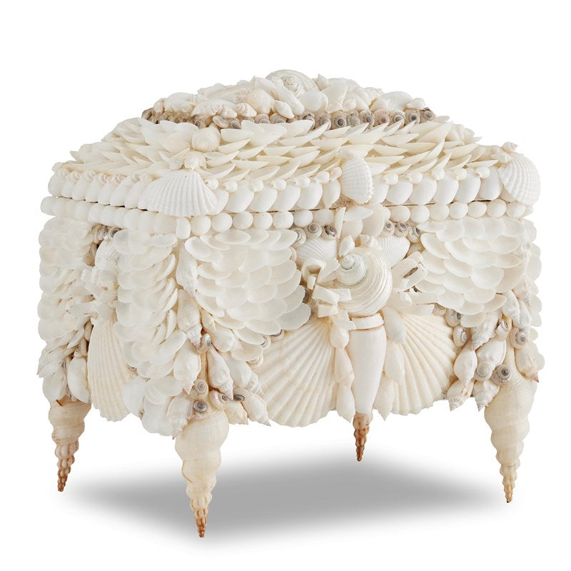 Currey And Company Boardwalk White Shell Jewelry Box