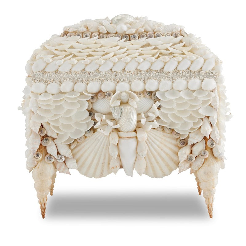 Currey And Company Boardwalk White Shell Jewelry Box